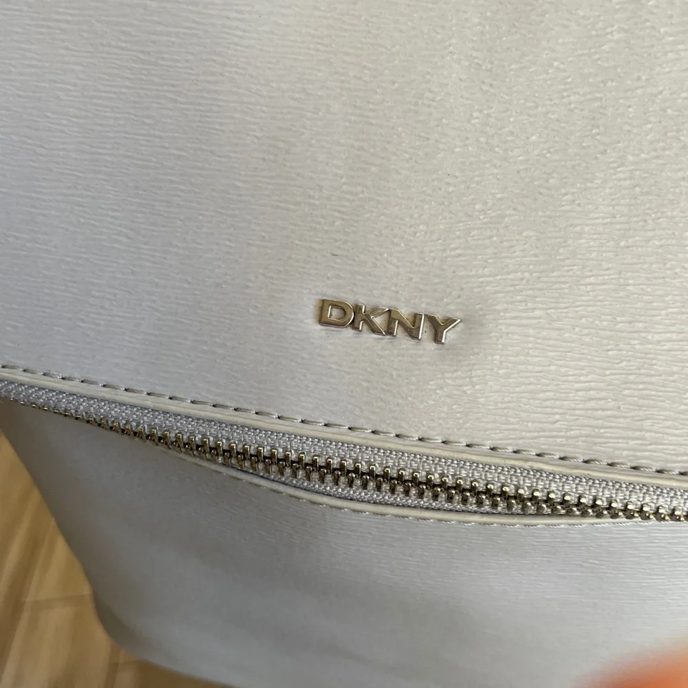 DKNY Light Gray Leather Backpack